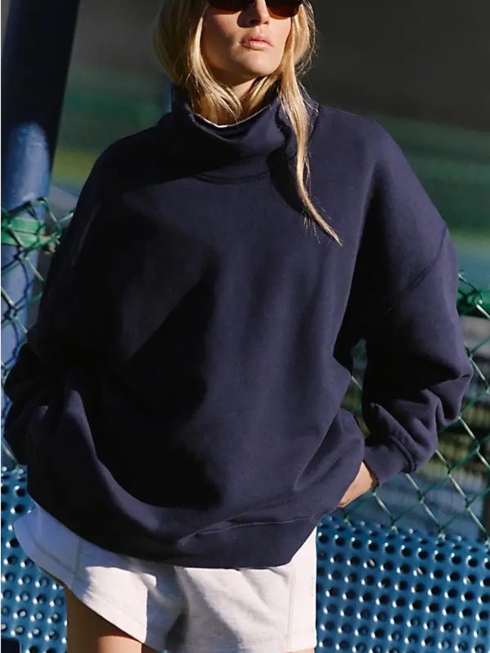 Fp Movement A Cut Above Mock Neck Pullover Sweatshirt in Midnight Navy